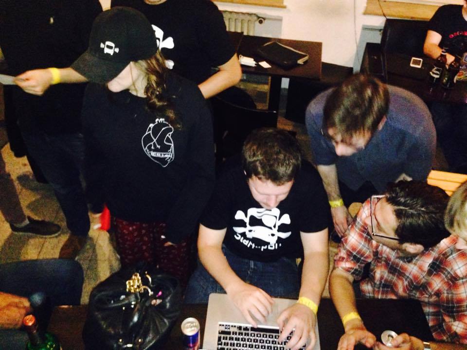David Anderton coding up a storm on Start-Up Bus EU 2015 second place